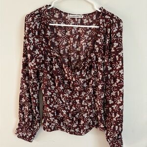 Burgundy patterned blouse